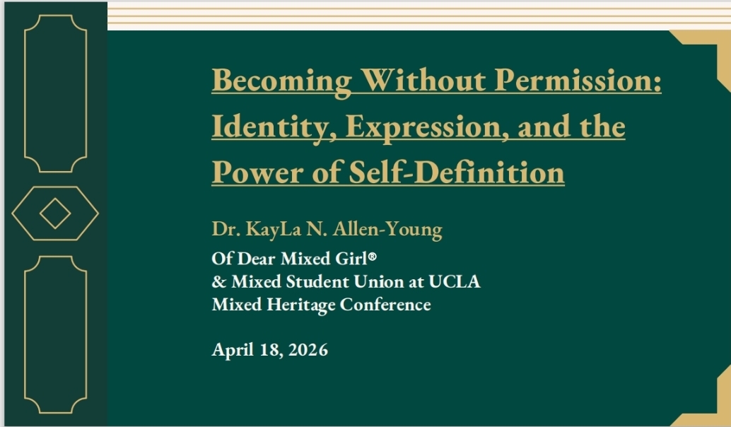 Title slide of presentation with green background and gold text, displaying the title, author, event, and date.