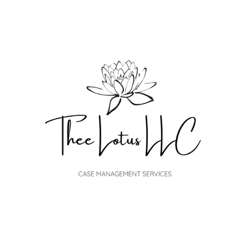 Logo with a lotus flower illustration and text 'Thee Lotus WC' and 'CASE MANAGEMENT SERVICES'.