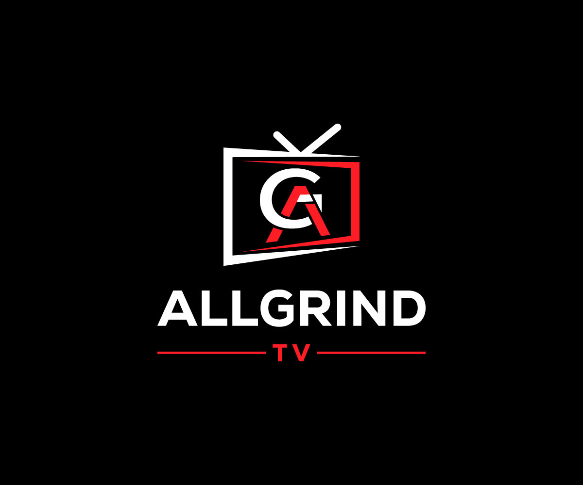 Logo with a stylized TV screen and the text 'ALLGRIND TV' below, on a black background.