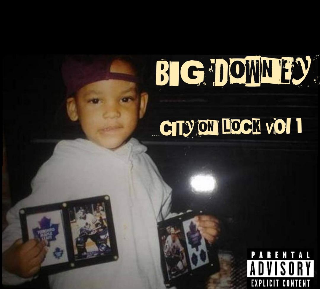 Child holding two tablets with game graphics, wearing a hoodie and a cap backward, dark background, text overlay, parental advisory label.