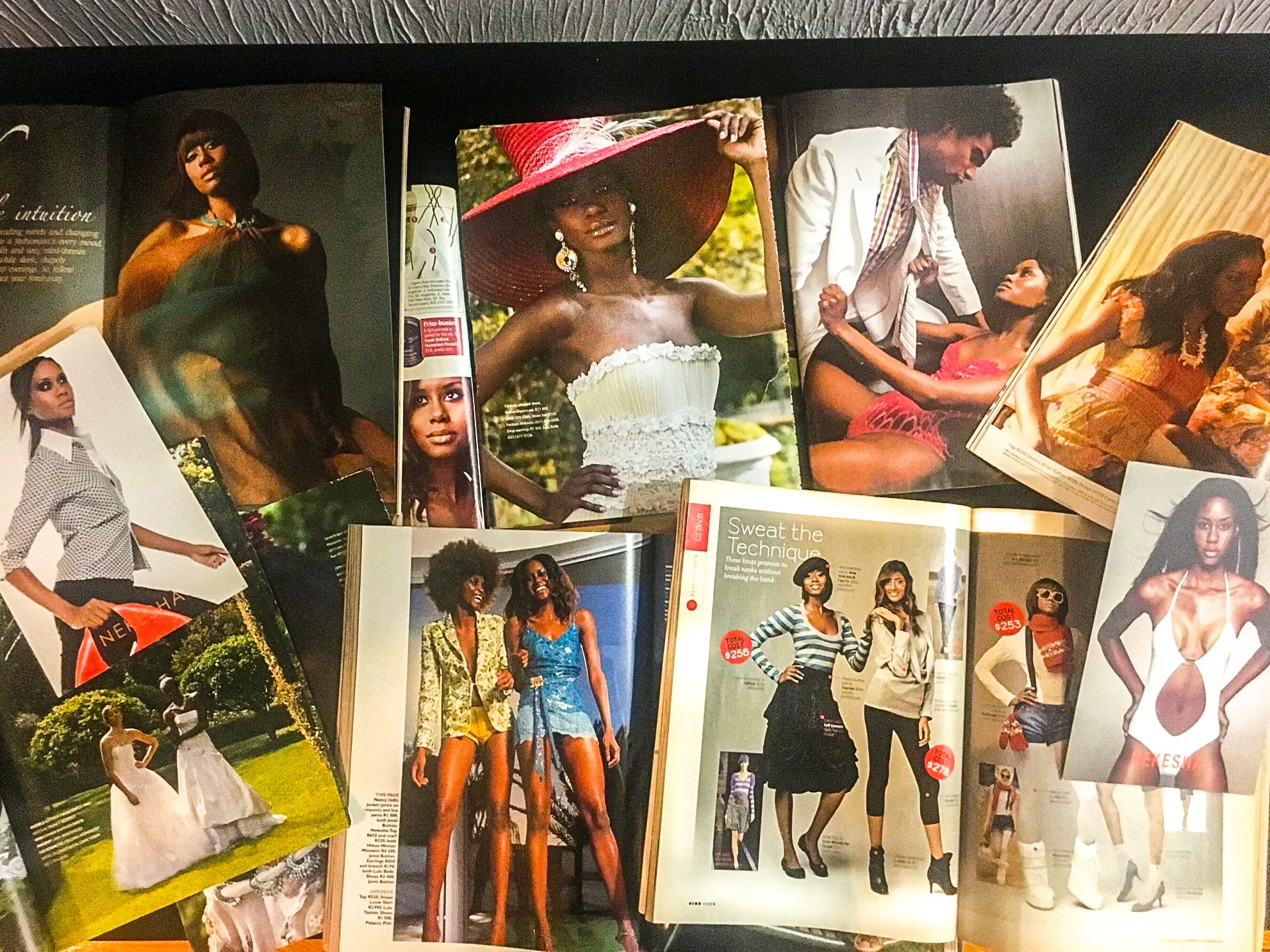 Collection of fashion and portrait photographs featuring women in various outfits and settings.