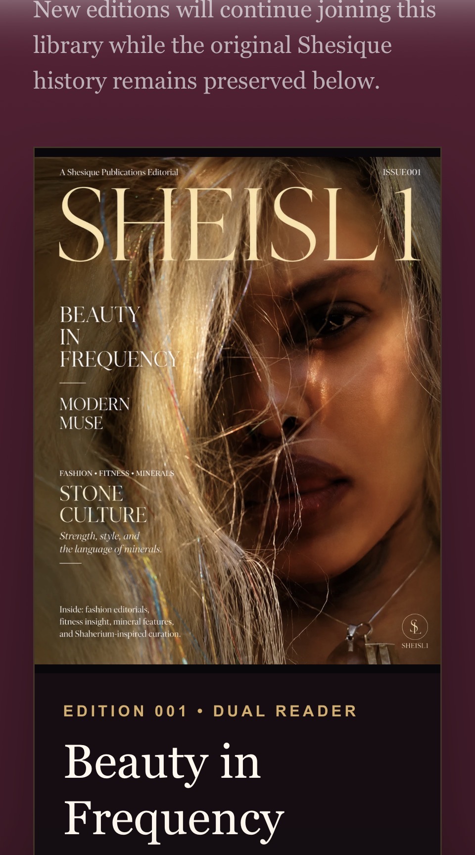 Close-up of a woman's face with long blonde hair, partially covering her face, in a magazine cover layout.