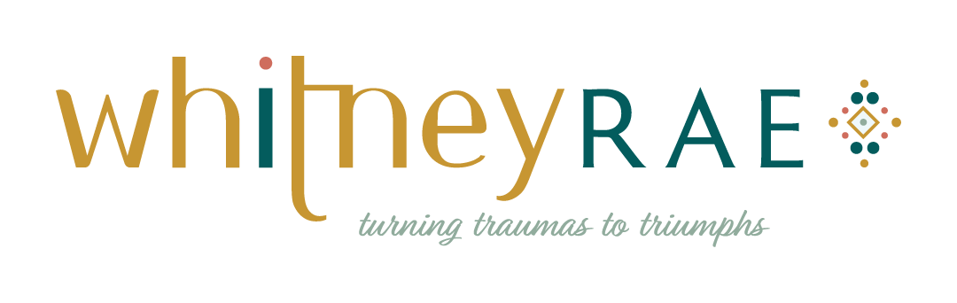 WhineyRAF logo with tagline 'turning traumas to triumphs' in elegant font and design.