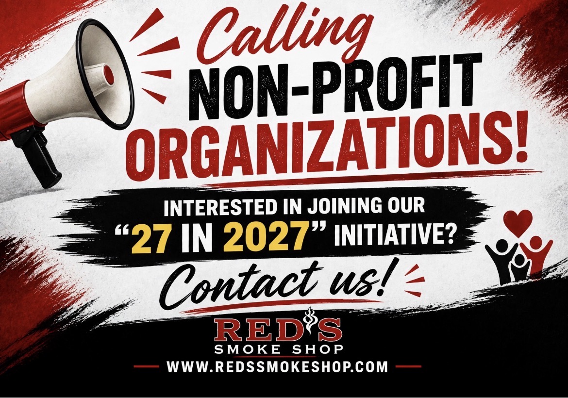 Call for non-profit organizations to join in 2027, with contact info and website, featuring a megaphone and heart icons.