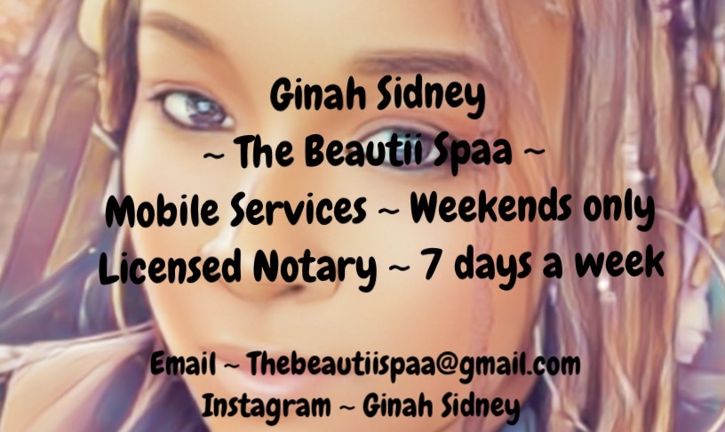 Close-up of a woman's face with text overlay about spa services, contact email, and Instagram handle.
