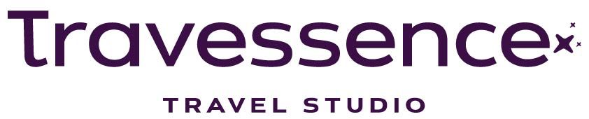 Travessence Travel Studio logo with purple text.
