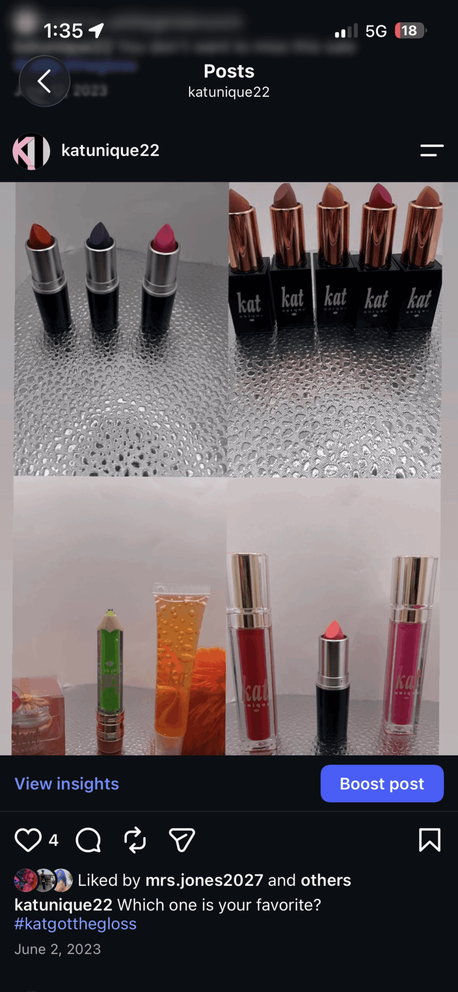 Two rows of lipsticks and lip glosses on a surface, with various colors and packaging, displayed in a line.